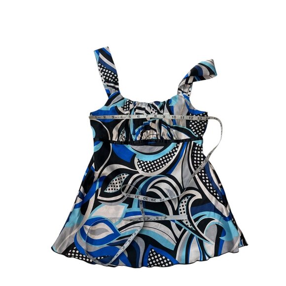 Y2K Black & Blue Abstract Sweetheart Milkmaid Sleeveless Top - Picture 11 of 12